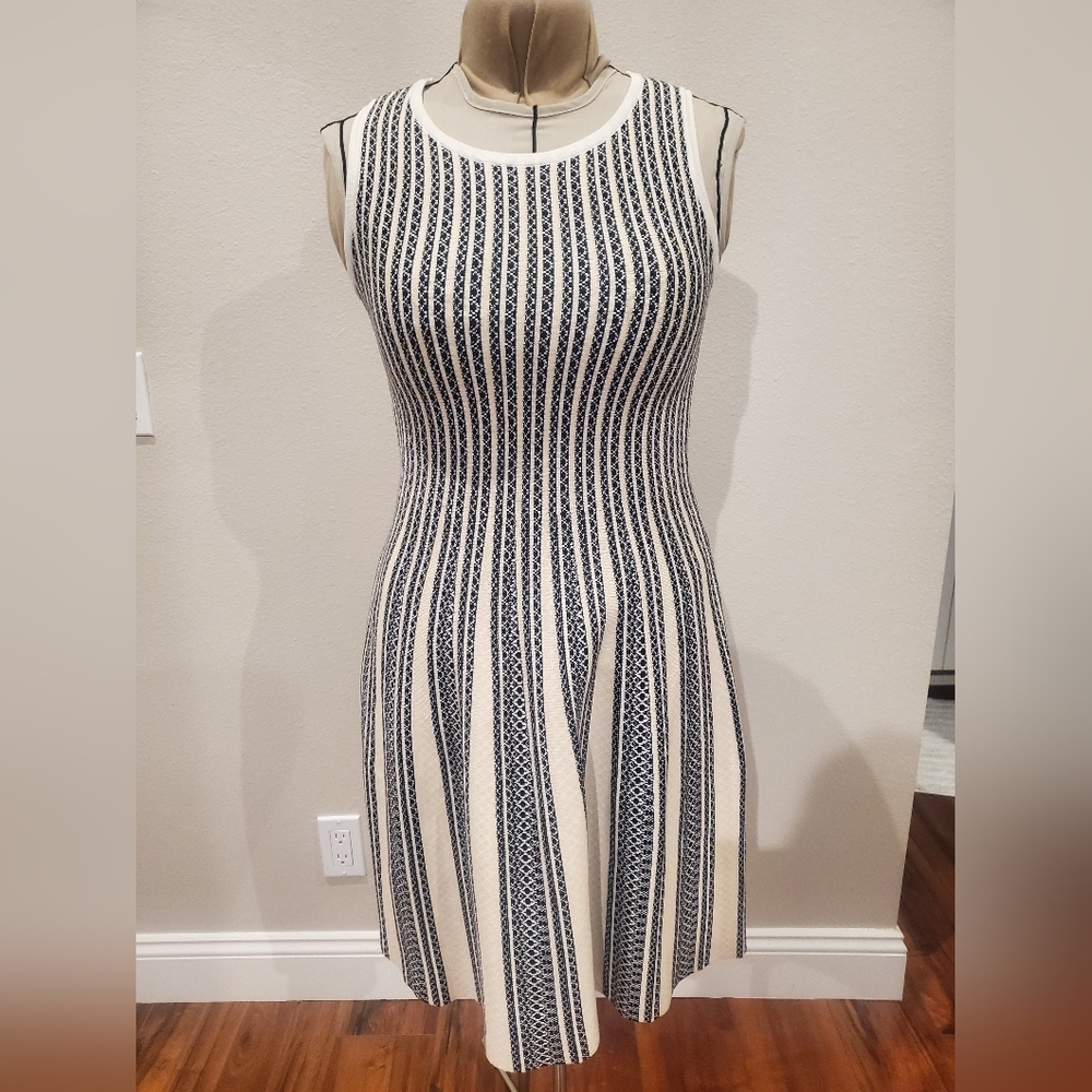 Lucy Paris knit dress cream & black stripe